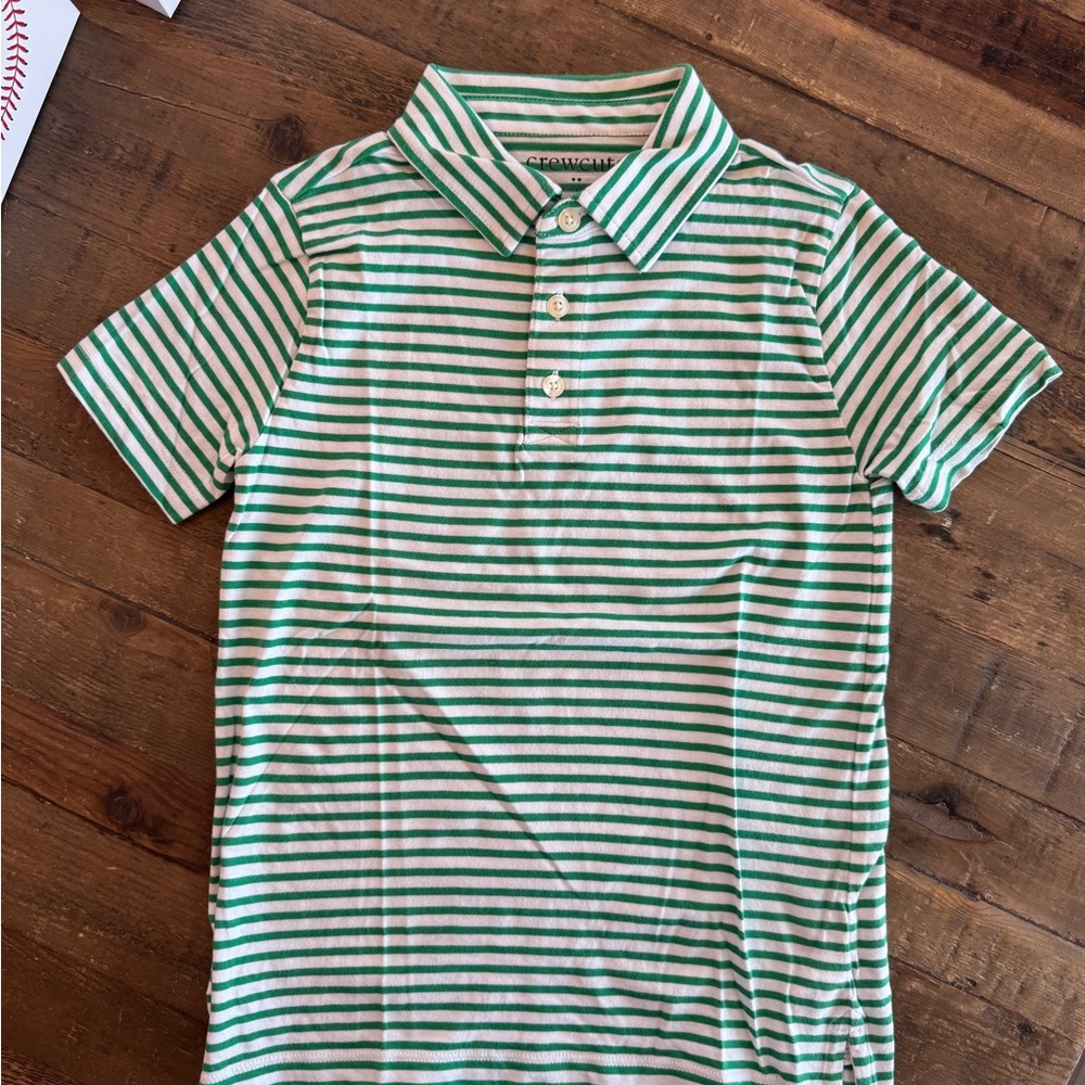 J. Crew Crewcuts Kid’s Size S Green & White Striped Polo